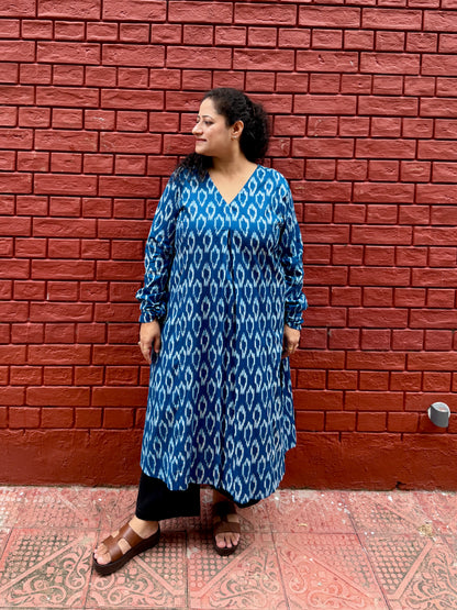 Indigo Ikat A-line Kurti