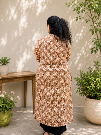 Rustic bloom hand-block kurta