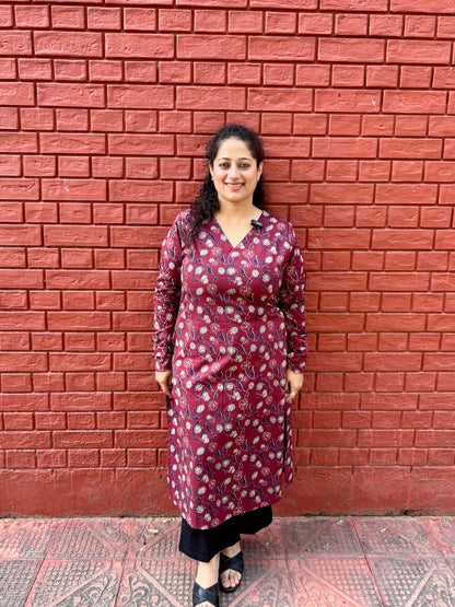 Wine Garden Straight Kurta