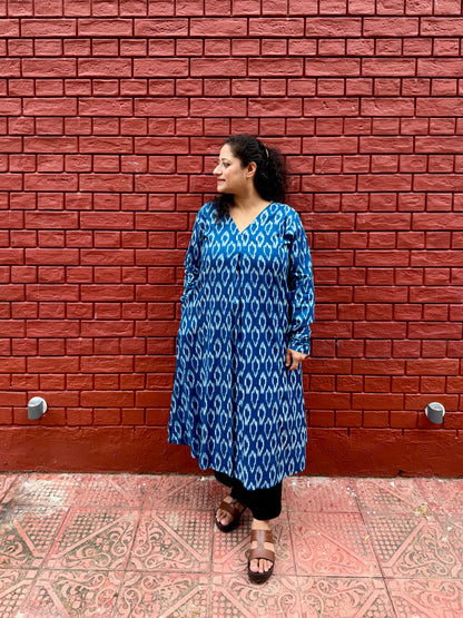 Indigo Ikat A-line Kurti