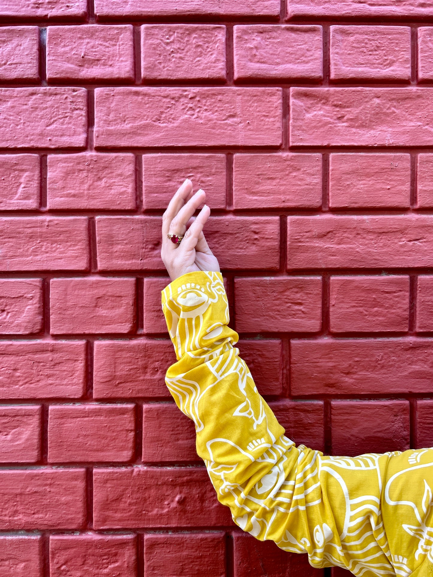 Mustard Hand-Sketch A-Line Kurta” with pockets ⭐