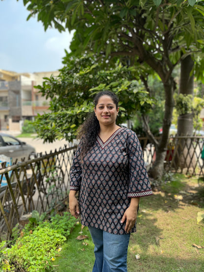 Black Ambi Handblock Kurti