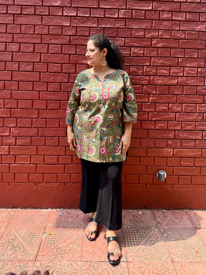 Green Floral Kurta