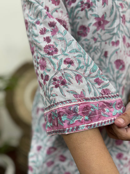 White floral short kurti