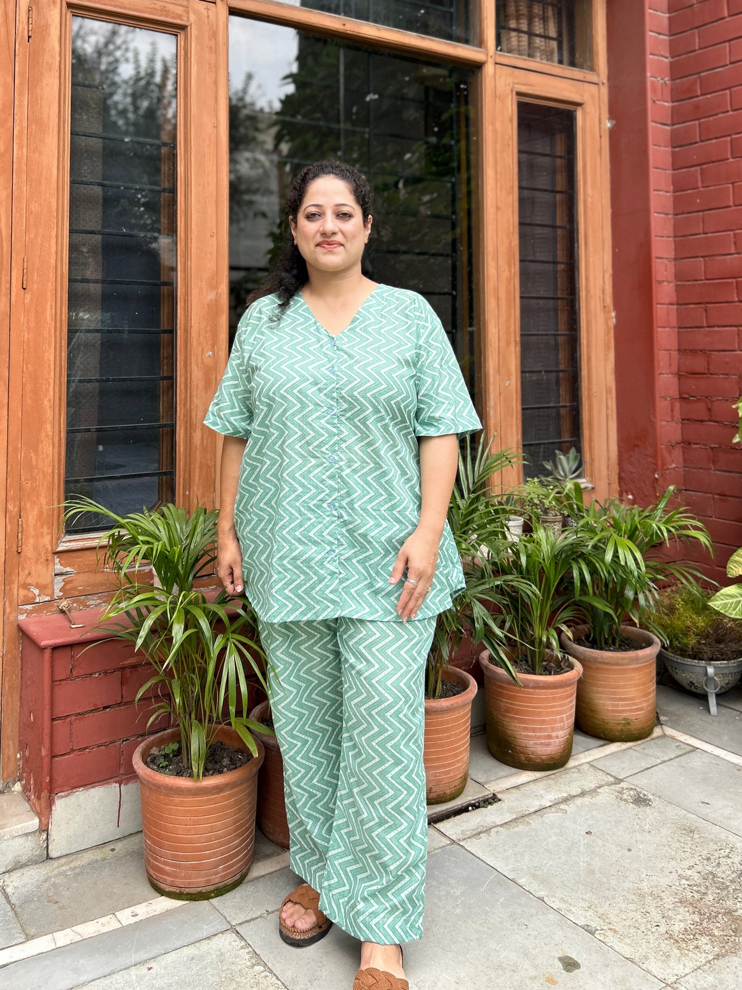 Mint Wave Cotton Co-ord Set