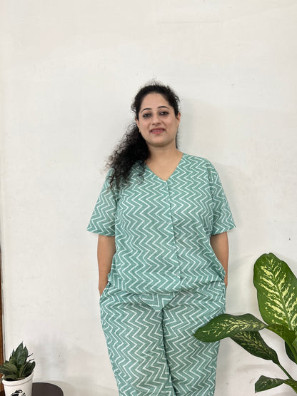 Mint Wave Cotton Co-ord Set