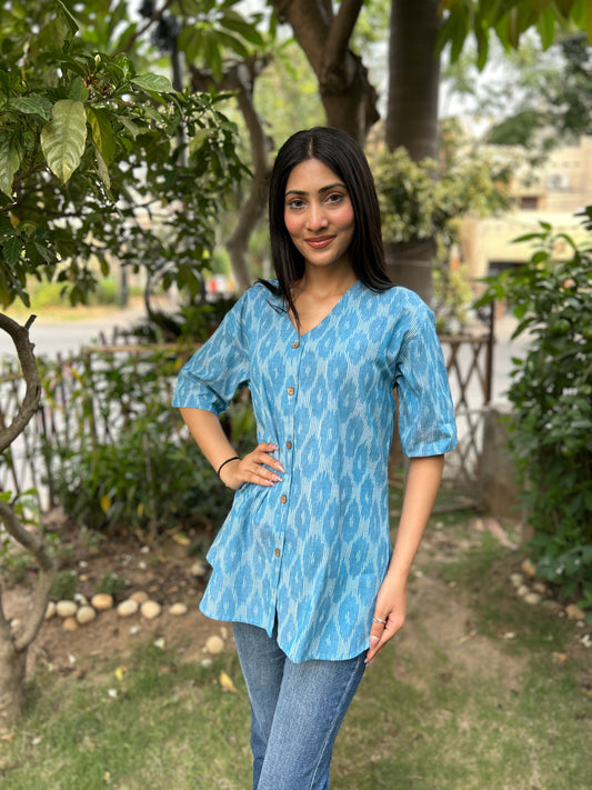 Blue ikkat shirt