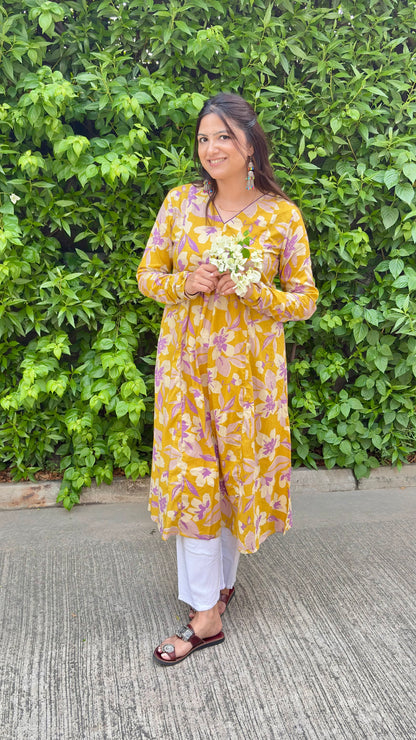 Mustard Meadow A-Line Kurta