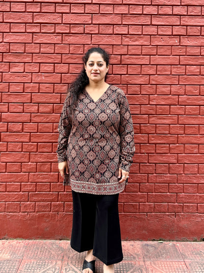 Brown Classic Ajrakh Kurta
