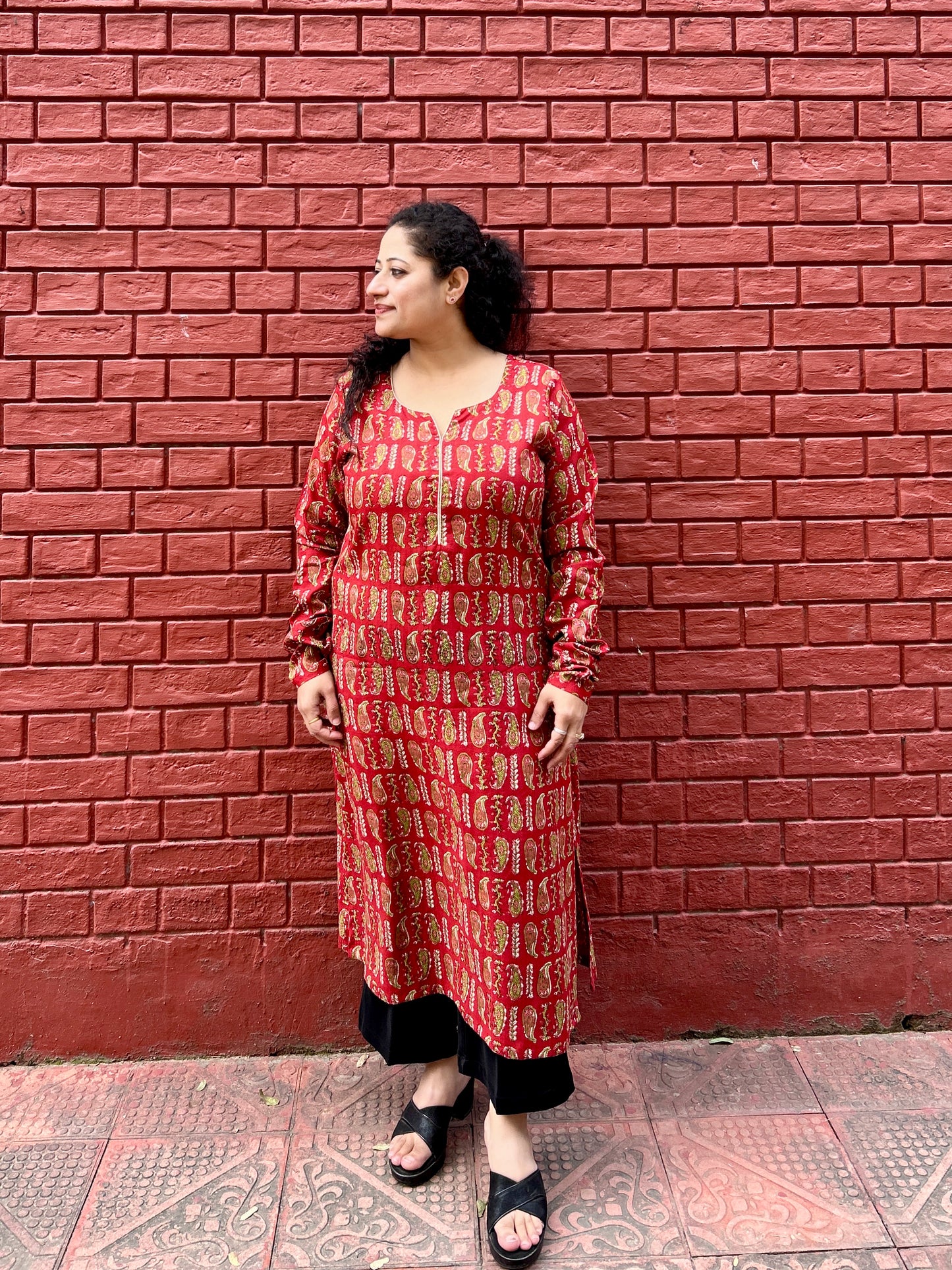 Red Paisley Ajrakh Kurta