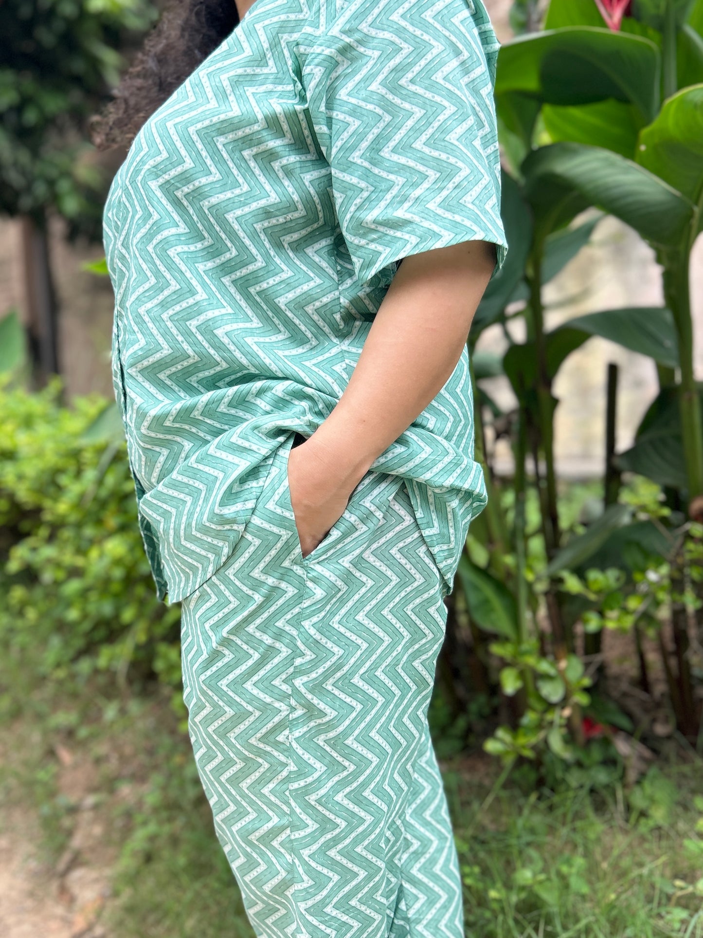 Mint Wave Cotton Co-ord Set