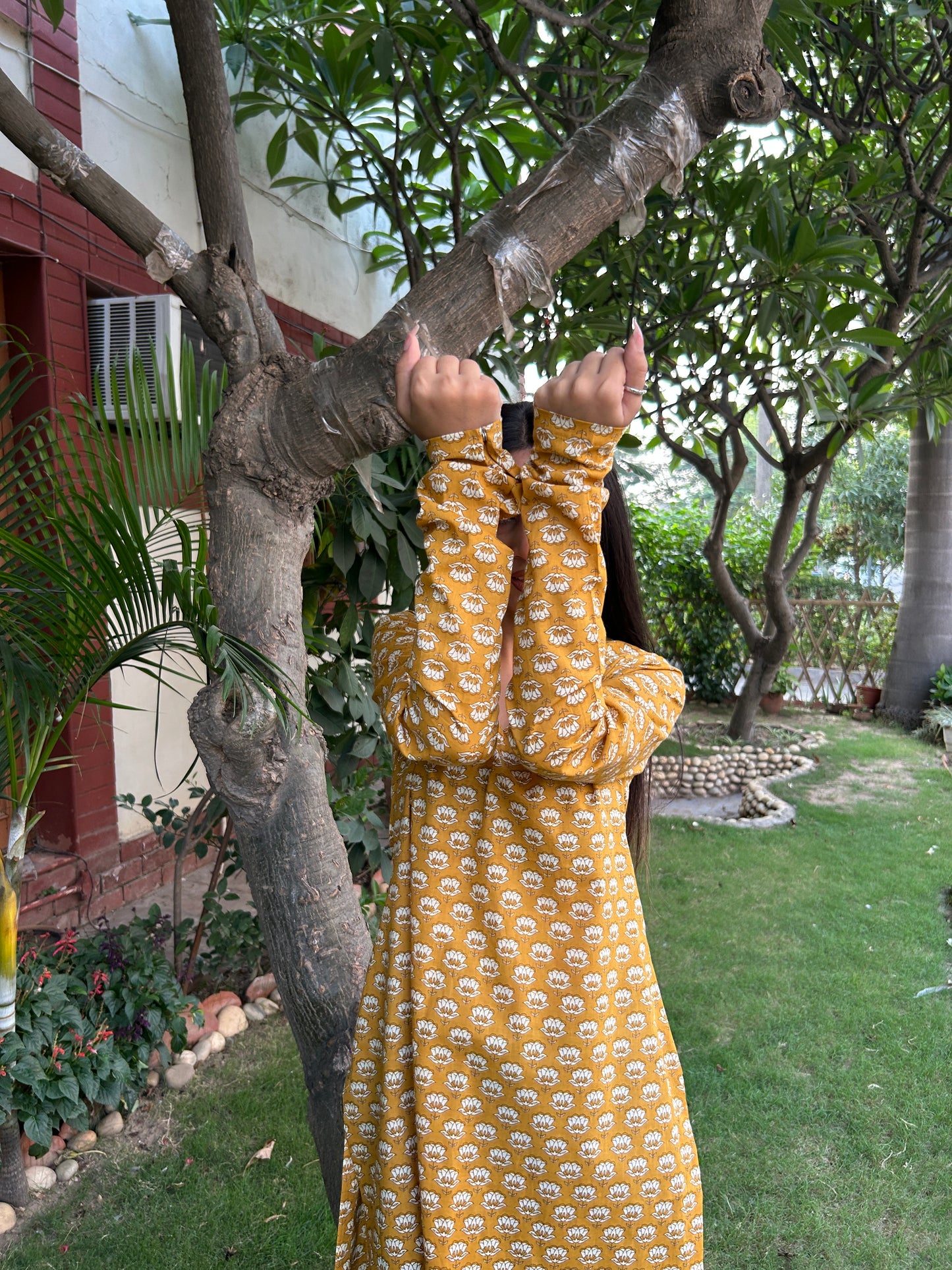 Mustard floral kurta