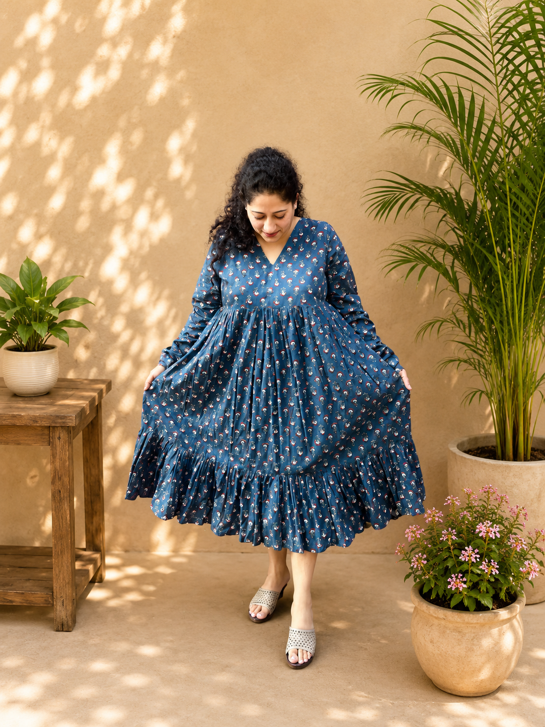 Indigo Bloom Chudi Sleeve Dress