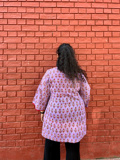 Lavender Blossom Handblock Cotton Kurti