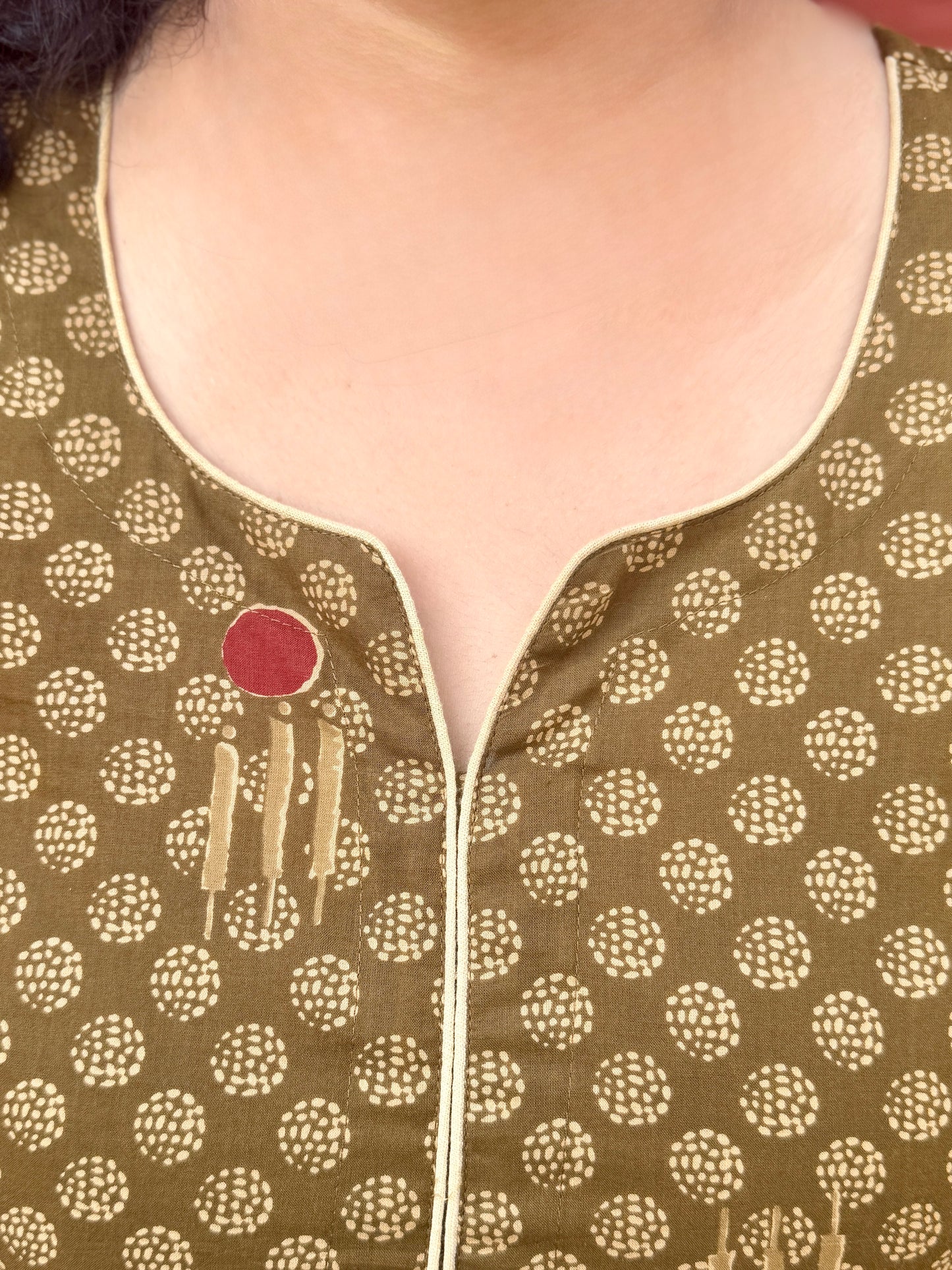 Olive Printed  Kurta