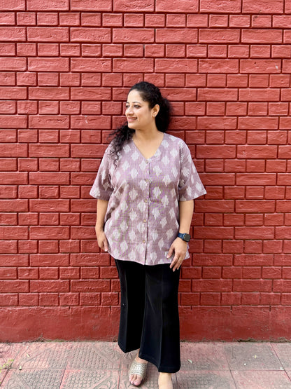 Wine colour Ikkat Shirt