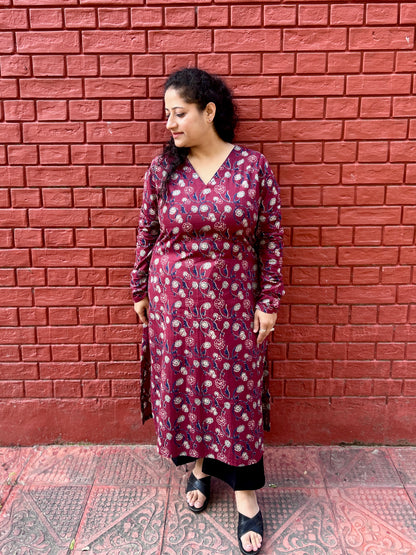 Wine Garden Straight Kurta