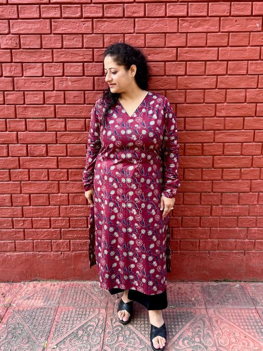 Wine Garden Straight Kurta