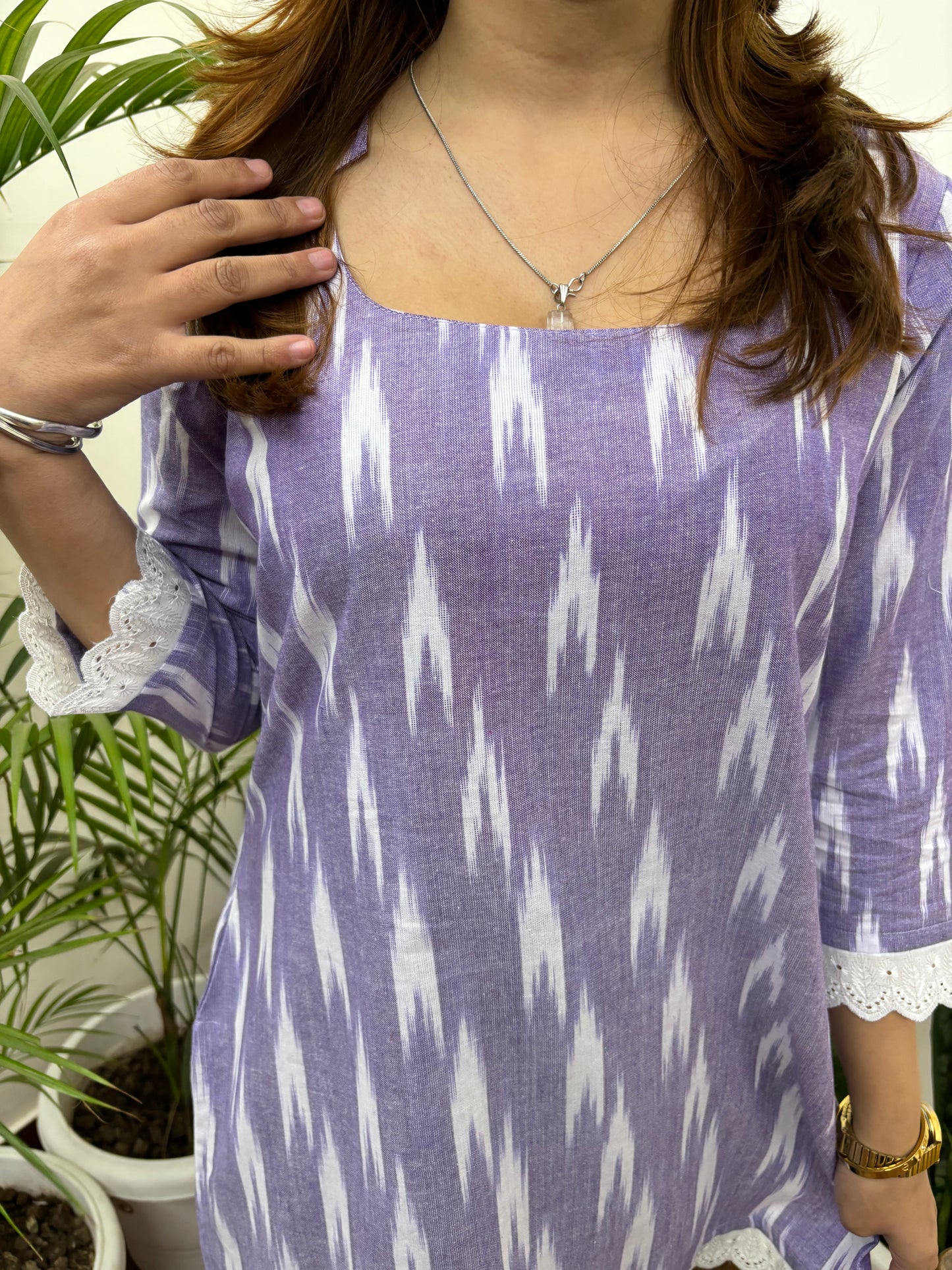 Lavender Ikkat kurti