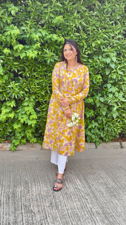 Mustard Meadow A-Line Kurta