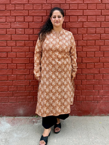 Rustic bloom hand-block kurta
