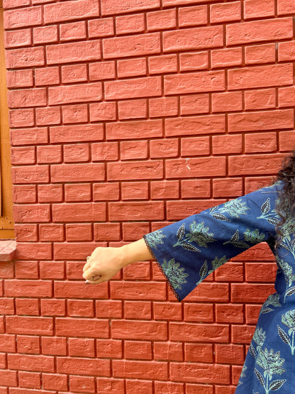 Midnight Bloom Indigo Cotton Kurti