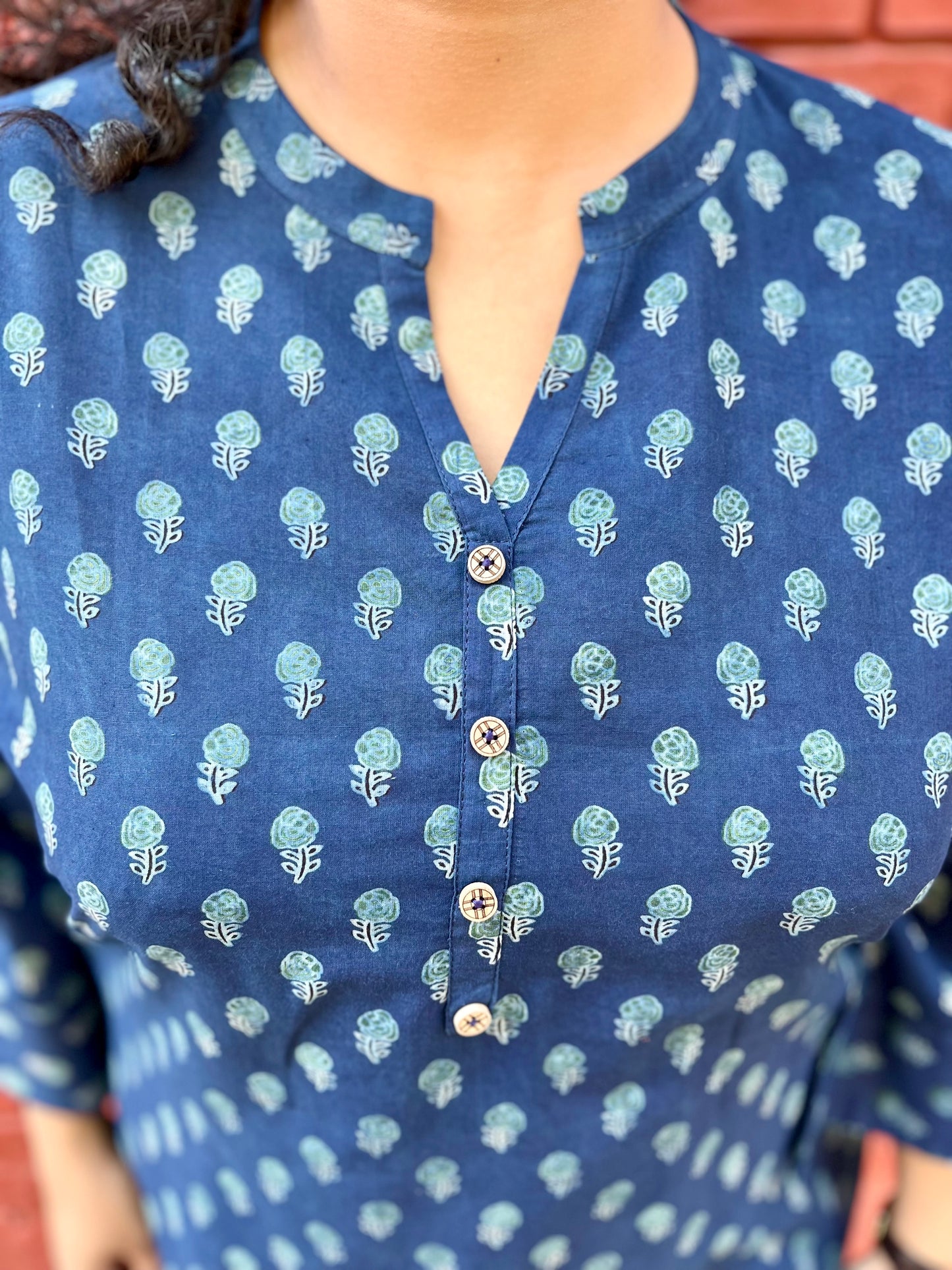 Indigo Blue Handblock Printed Cotton Kurta