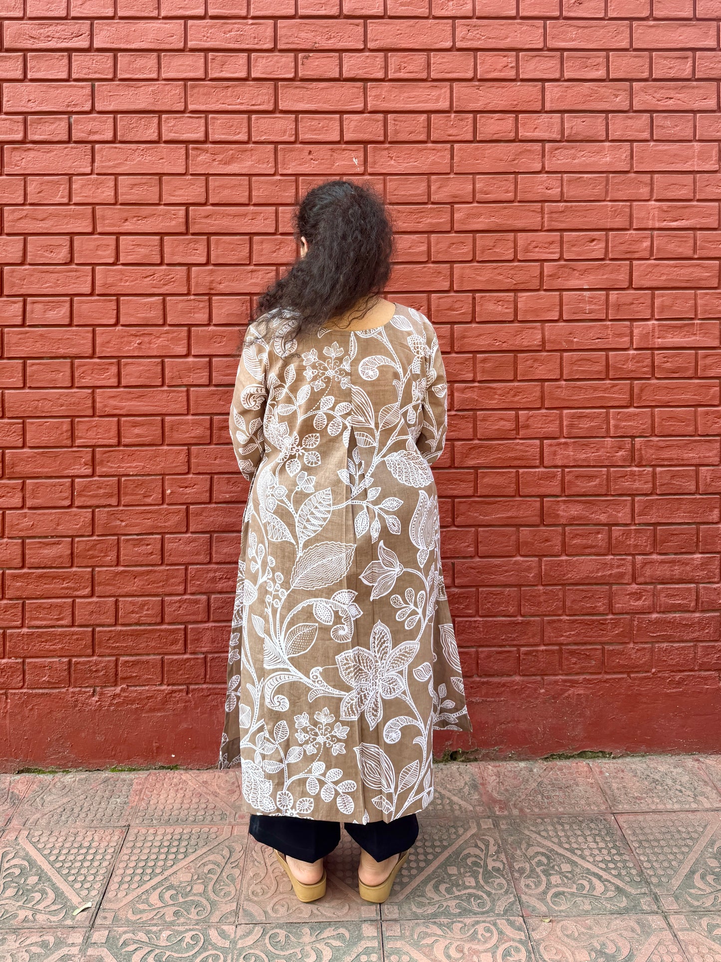 Beige A line kurta with pockets✨