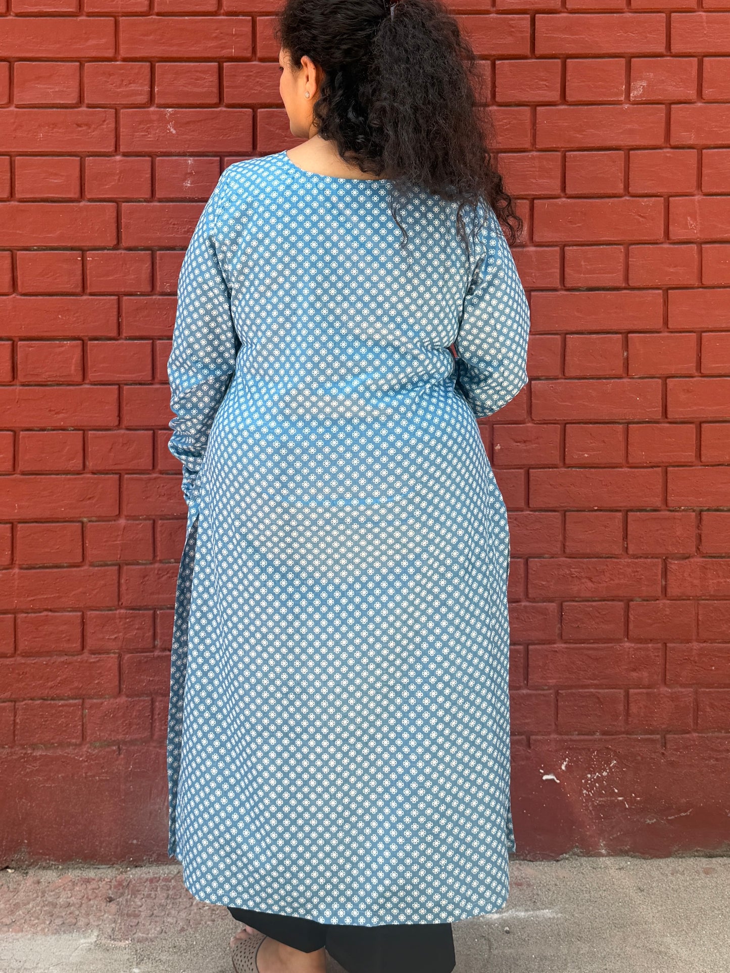 Firozi Phool Cotton Kurta