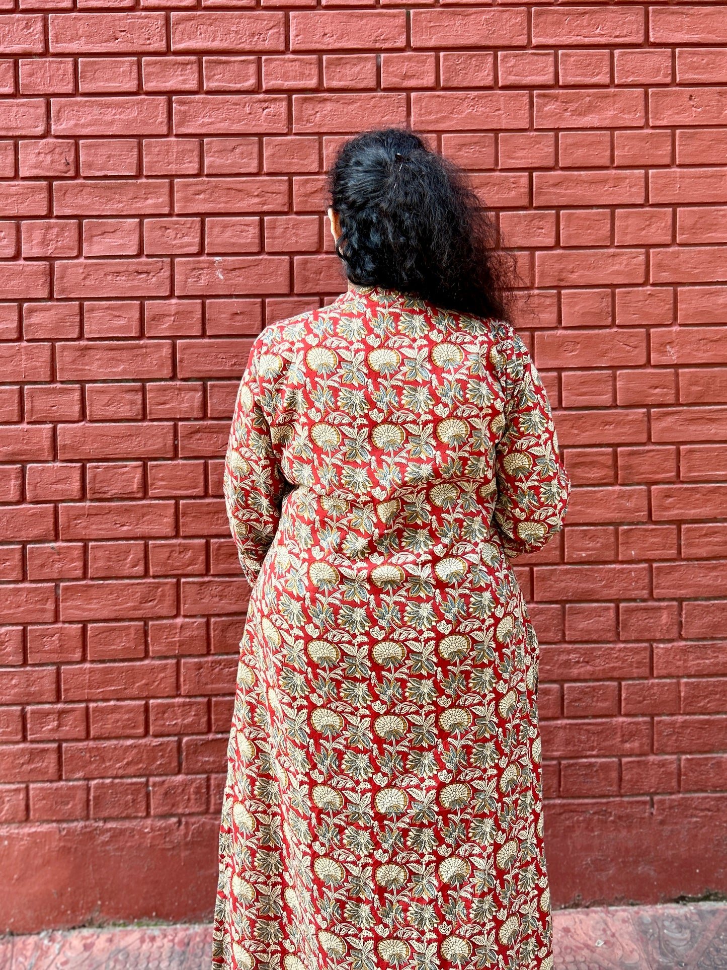 Crimson Floral Straight Kurta