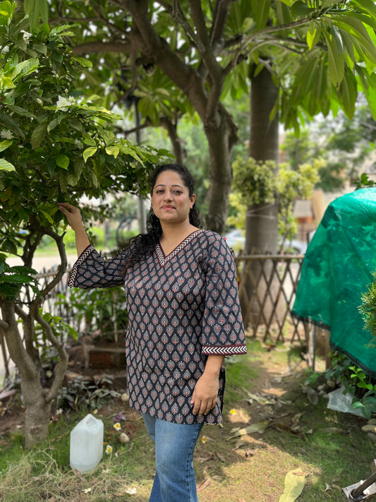 Black Ambi Handblock Kurti