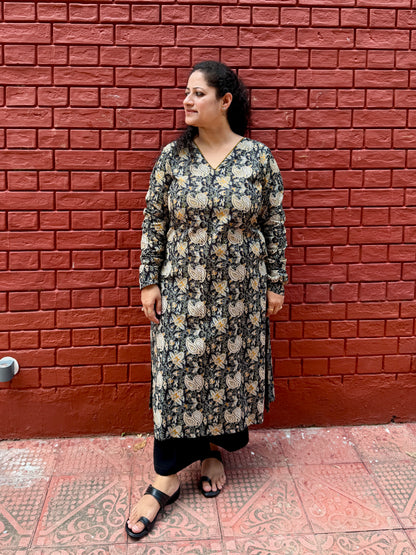 Black Printed Kurta