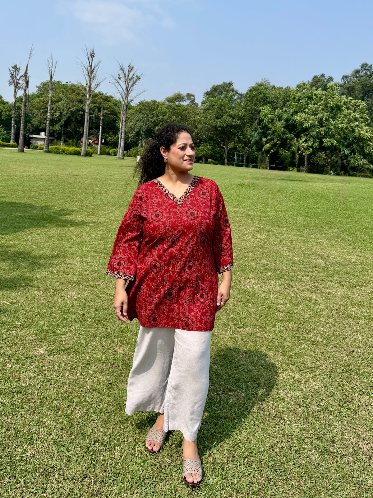 Red Printed Kurta