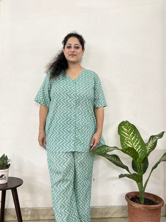 Mint Wave Cotton Co-ord Set