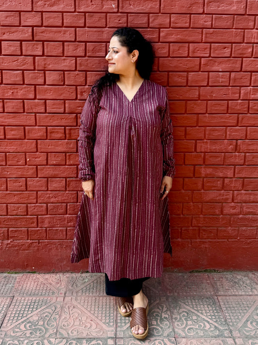 Wine buti A line kurta
