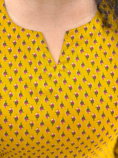 Mustard Buti Long Kurta