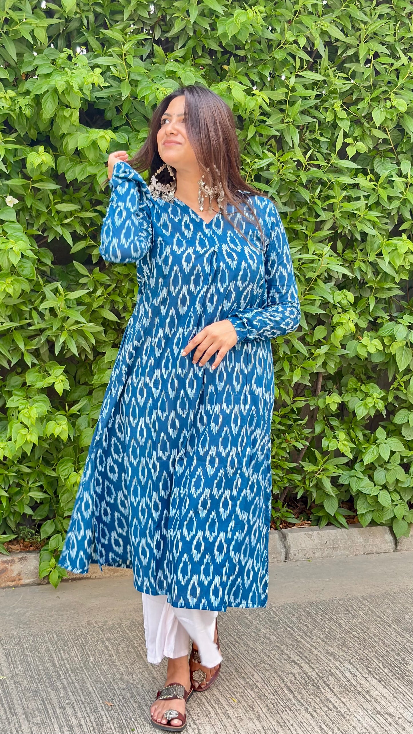 Indigo Ikat A-line Kurti