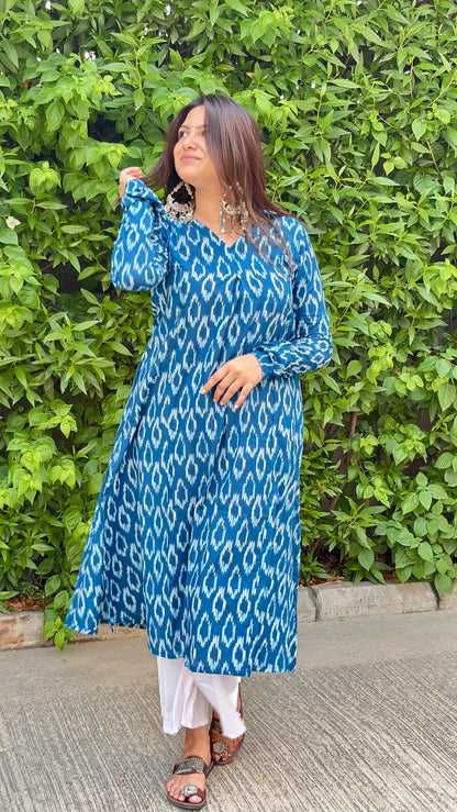Indigo Ikat A-line Kurti