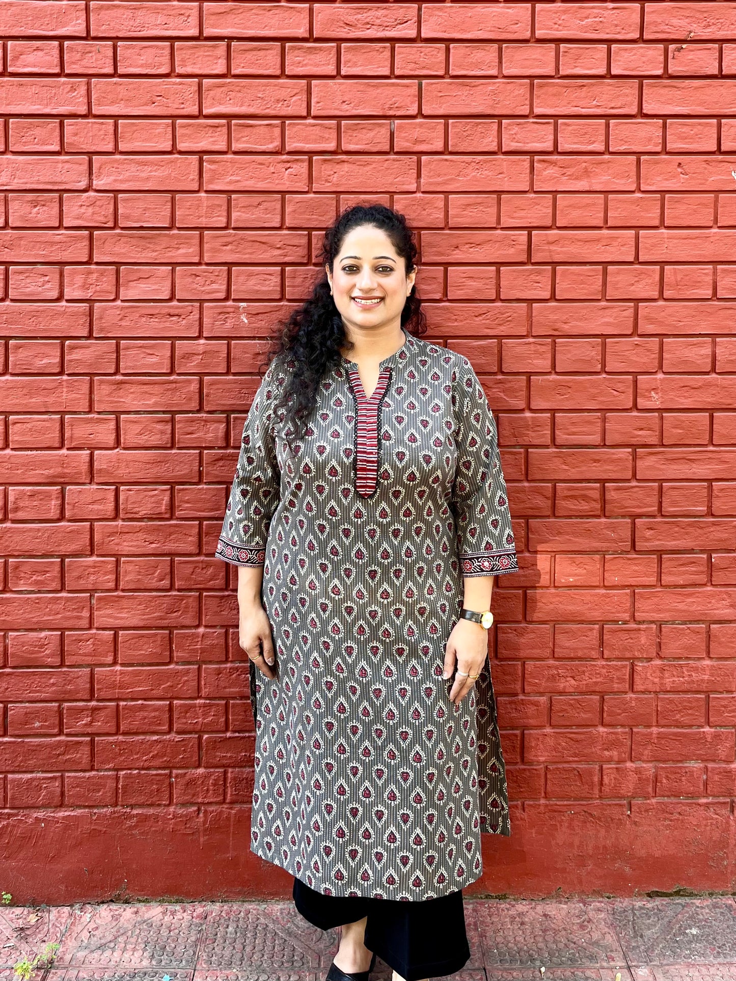Grey Printed Kurta