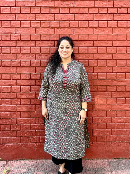 Grey Printed Kurta