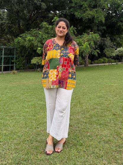 Multicolour Patchwork Anti-Fit Shirt