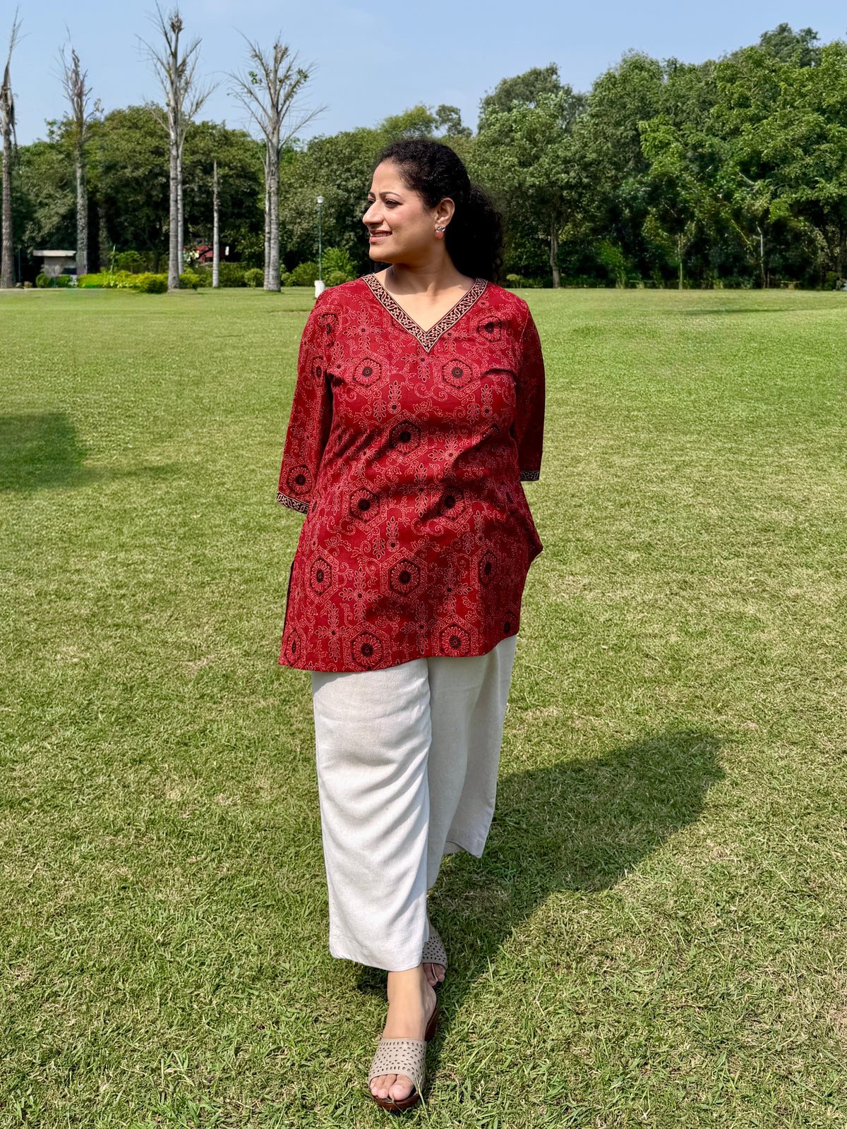 Red Printed Kurta