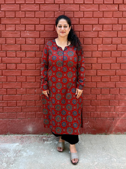 Surkh Red Cotton Kurta