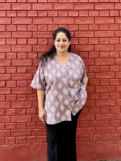 Wine colour Ikkat Shirt