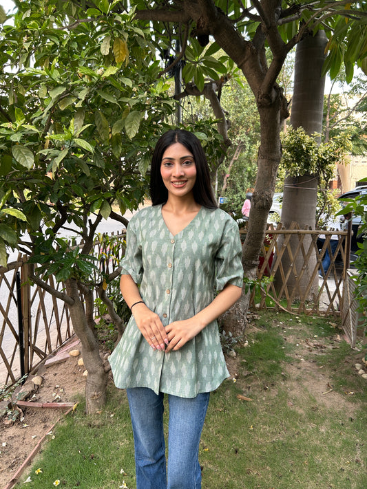 Pista Green Ikkat Shirt