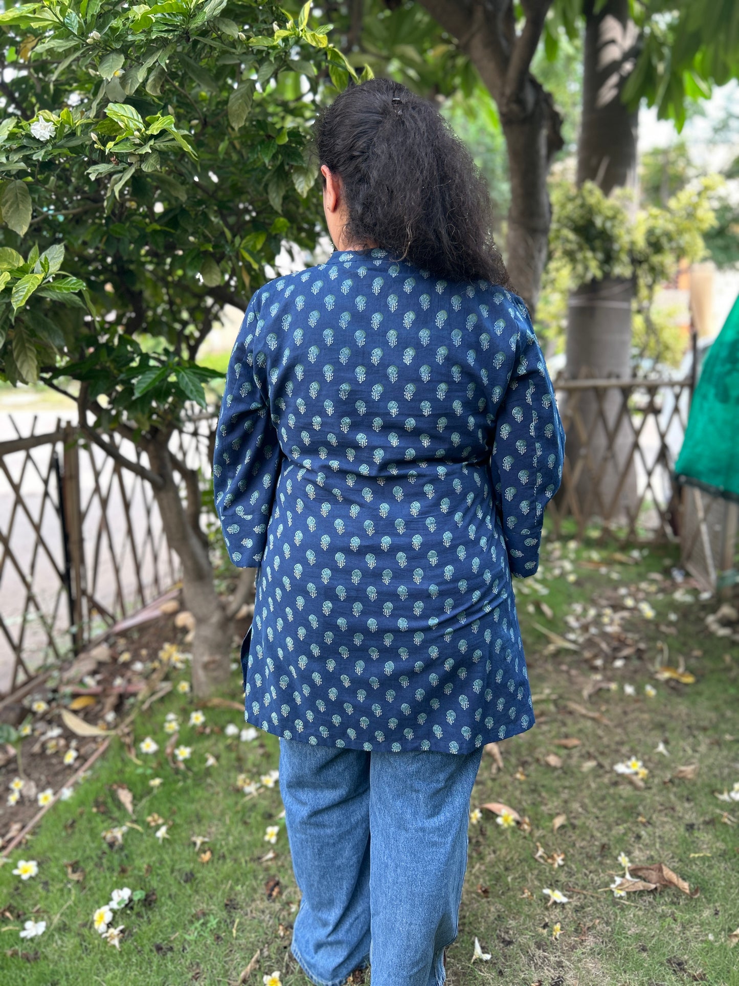Indigo Blue Handblock Printed Cotton Kurta