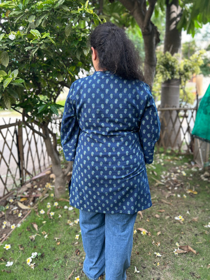 Indigo Blue Handblock Printed Cotton Kurta