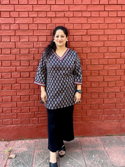 Black Ambi Handblock Kurti