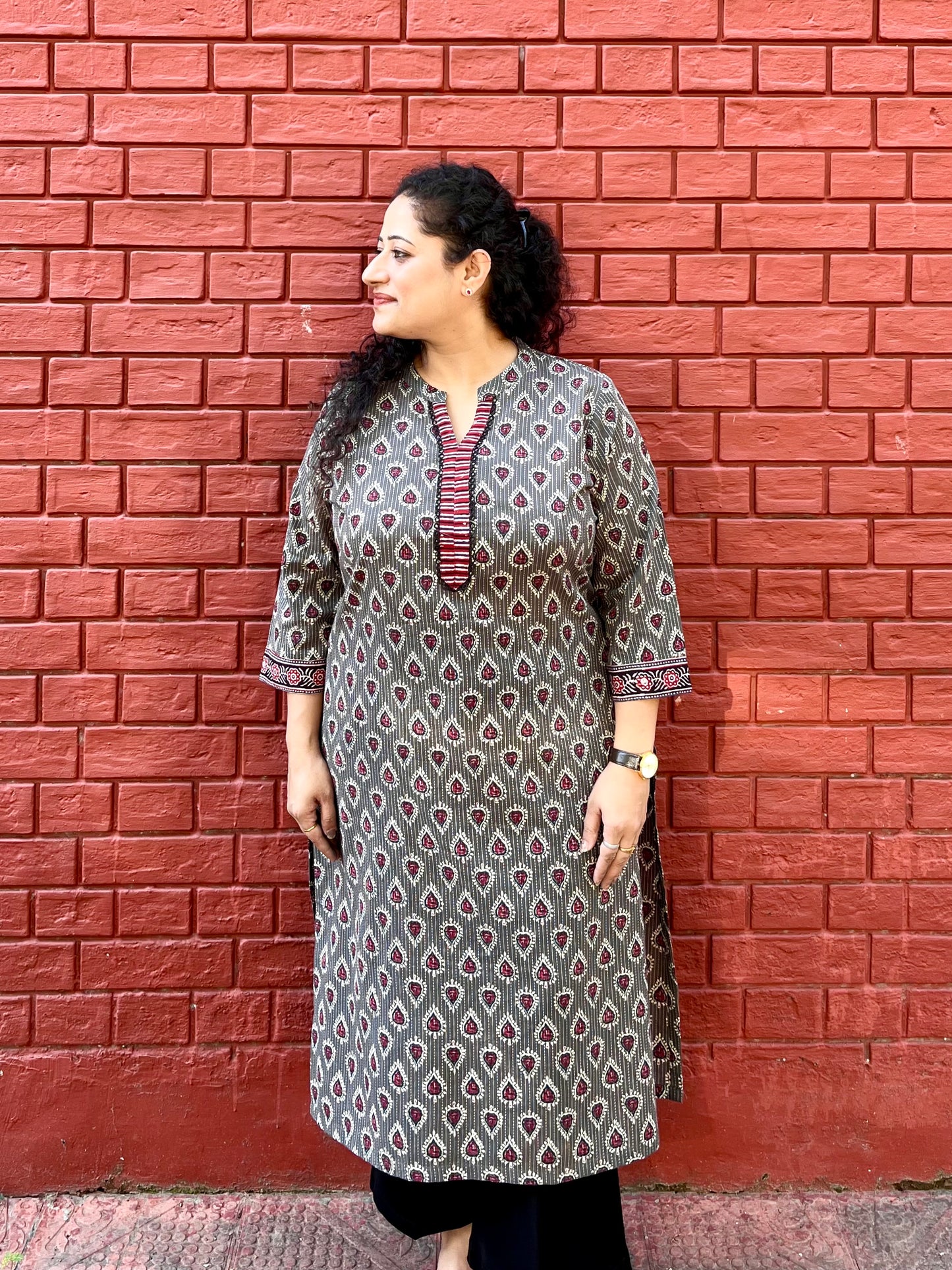Grey Printed Kurta