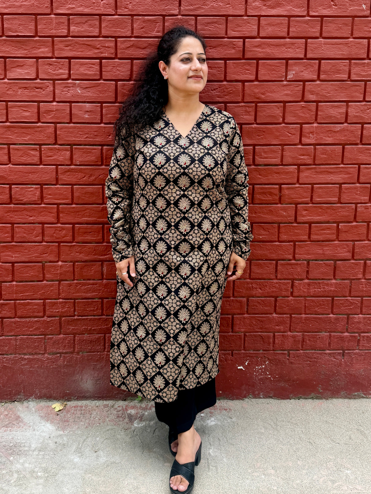 Black Geometric kurta